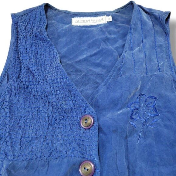 Vintage Action Wear USA Top Size Small Women's Vintage Top Vest Button Front Vtg - Picture 4 of 11